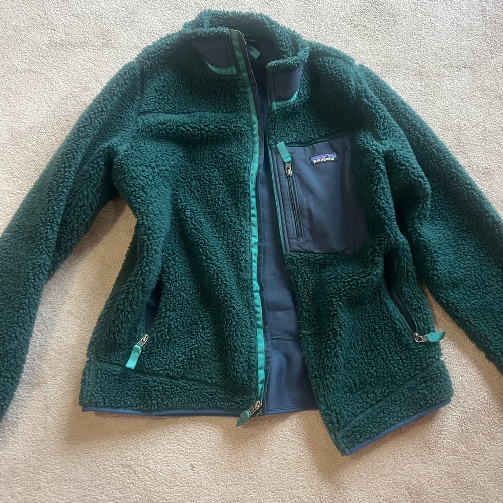 Patagonia Dark Green Fleece Pullover Retro X size L